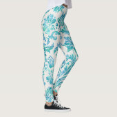 Leggings Élégant motif de Damas bleu (Droite)