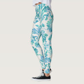 Leggings Élégant motif de Damas bleu (Gauche)