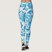 Leggings Élégant motif de Damas bleu foncé (Dos)