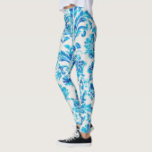 Leggings Élégant motif de Damas bleu foncé (Gauche)