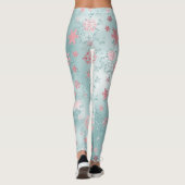 Leggings Élégant Motif de faucon de Noël bleu rose (Dos)