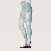 Leggings Élégant Motif de faucon de Noël bleu rose (Gauche)