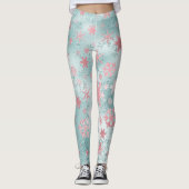 Leggings Élégant Motif de faucon de Noël bleu rose (Devant)