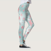 Leggings Élégant Motif de faucon de Noël bleu rose (Droite)
