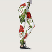 Leggings Élégant Motif de fleurs de roses rouges | (Droite)