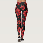 Leggings Élégant Motif de fleurs rouges (Dos)