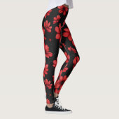 Leggings Élégant Motif de fleurs rouges (Droite)