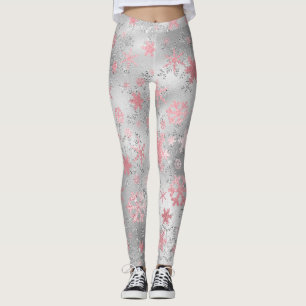 Leggings Élégant Motif de Noël vert rose