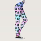 Leggings Élégant Motif de papillon noir et bleu (Droite)