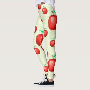 Leggings Élégant Motif de pommes Arrière - plan de chevi