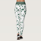 Leggings Élégant Motif feuille blanche et verte Imprimer (Dos)