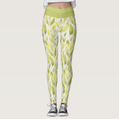 Leggings Élégant Motif Feuille vert clair (Devant)
