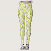 Leggings Élégant Motif Feuille vert clair (Devant)