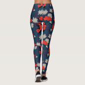 Leggings Élégant motif floral bleu et rouge (Dos)