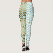 Leggings Élégant Motif Gold Green Leaf (Dos)