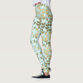 Leggings Élégant Motif Gold Green Leaf (Gauche)