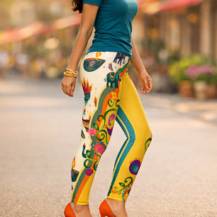 Leggings Élégant motif indien éléphant bohème coloré