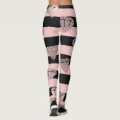 Leggings Élégant motif rose en bande de diamant (Dos)