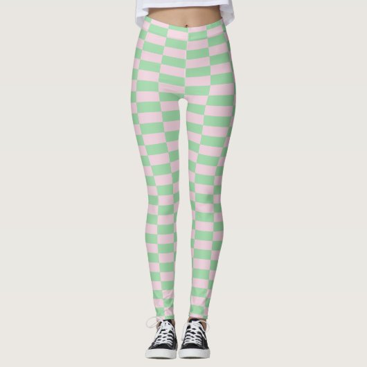Leggings Élégant Motif rose vert (Devant)