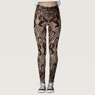 Leggings Élégant motif sépia Damask