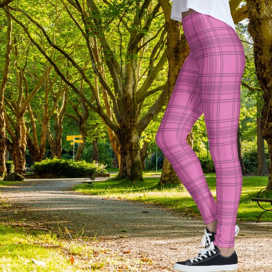 Leggings Élégant Motif Tartan rose