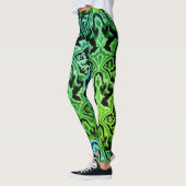 Leggings Élégant motif vert Damask (Gauche)