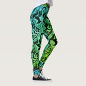 Leggings Élégant motif vert Damask (Droite)