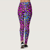 Leggings Elégant Multicolor Neon Leopard Poster de animal (Dos)