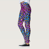 Leggings Elégant Multicolor Neon Leopard Poster de animal (Gauche)