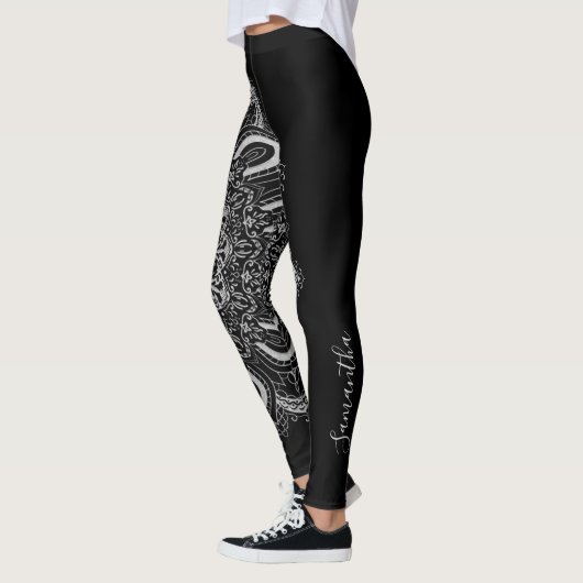Leggings Elégant noir d'argent personnalisé (Gauche)