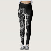 Leggings Elégant noir d'argent personnalisé (Devant)