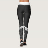 Leggings Élégant noir floral blanc rayures et nom moderne (Dos)