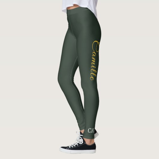 Leggings élégant or et vert forêt (Gauche)
