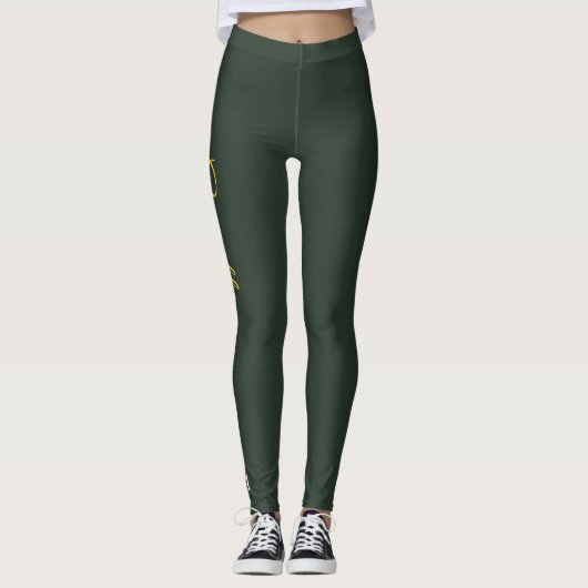 Leggings élégant or et vert forêt (Devant)