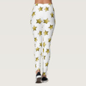 Leggings Élégant or étoiles motif blanc (Dos)