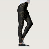 Leggings Elégant or Fleurs arborées Motif noir (Droite)