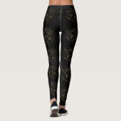 Leggings Elégant or Fleurs arborées Motif noir (Dos)