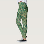 Leggings Elégant or Floral Mandala Green Design (Gauche)