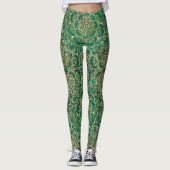 Leggings Elégant or Floral Mandala Green Design (Devant)