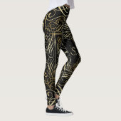 Leggings Élégant or Foil Look Scrollwork Script sur noir (Droite)