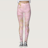 Leggings Elégant or moderne et rose en marbre et parties sc (Devant)