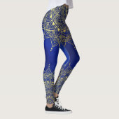 Leggings Elégant or sur Deep Blue Floral Henna Mandala (Droite)