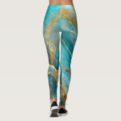 Leggings Élégant or Turquoise marbleisé (Dos)