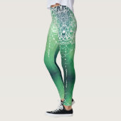 Leggings Elégant Ornate Zen Mandala Rosette Tons verts (Gauche)