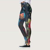 Leggings Elégant paon bleu dans Jardin coloré (Gauche)