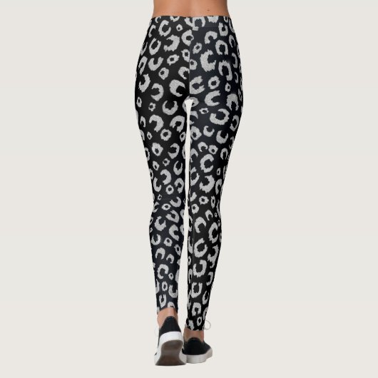 Leggings Élégant Parties scintillant d'argent noir Motif lé (Dos)