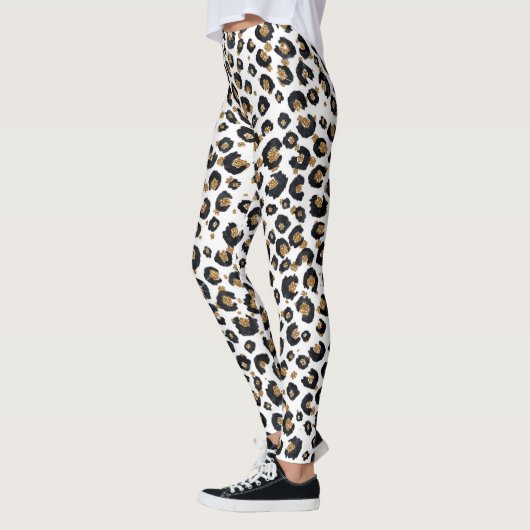 Leggings Élégant Parties scintillant d'or Motif Leopard (Gauche)