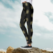 Leggings Élégant Parties scintillant Noir Et Or Motif Floco