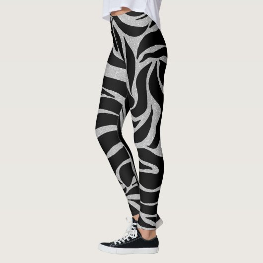 Leggings Elégant Parties scintillant noire Silver Zebra Pos (Gauche)