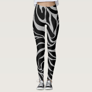 Leggings Elégant Parties scintillant noire Silver Zebra Pos